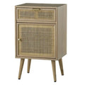 Meuble d'appoint de 71 cm, 1 tiroir, pin, design en rotin tressé - 71 H x 34,3 L x 41,9 P cm
