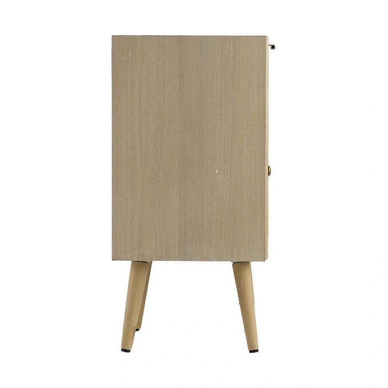 Meuble d'appoint de 71 cm, 1 tiroir, pin, design en rotin tressé - 71 H x 34,3 L x 41,9 P cm