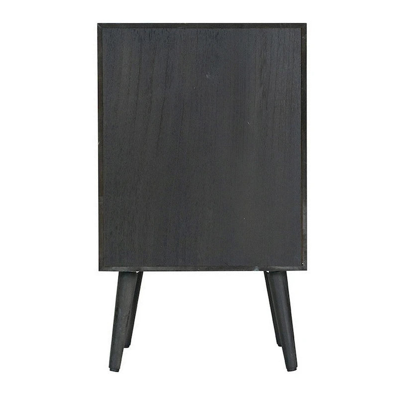 Meuble d'appoint de 71 cm, 1 tiroir, pin, design en rotin tressé - 71 H x 34,3 L x 41,9 P cm