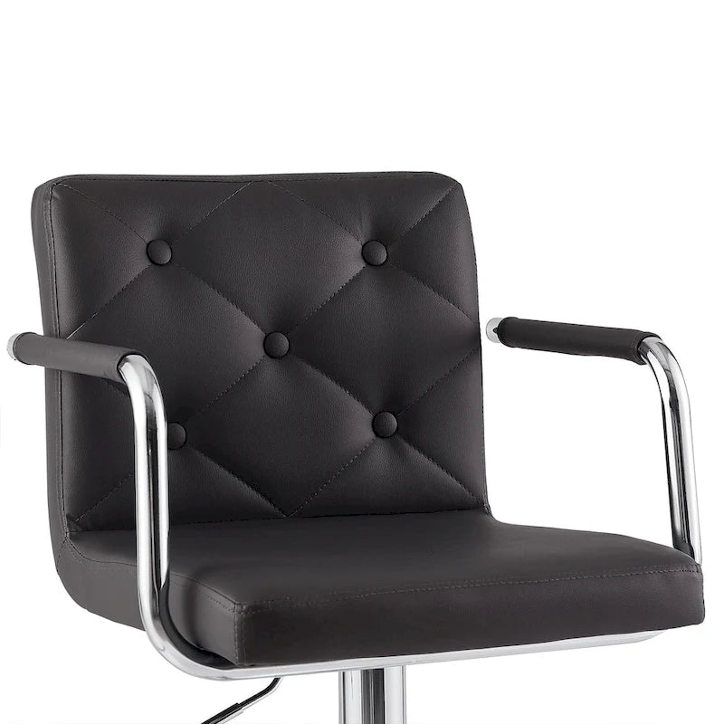 Tabourets de bar pivotants réglables en hauteur en cuir PU avec dossier et accoudoirs, lot de 4