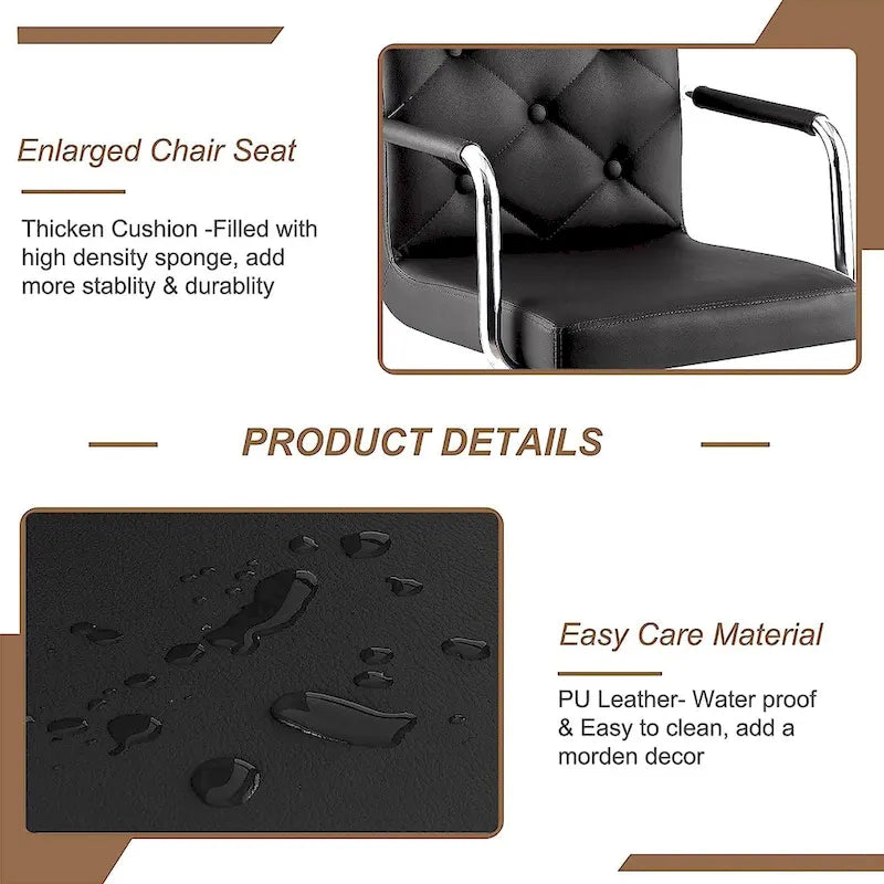 Tabourets de bar pivotants réglables en hauteur en cuir PU avec dossier et accoudoirs, lot de 4