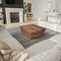 36 Inch Handcrafted Modern Farmhouse Coffee Table, Geometric Angled Square, 1 Drawer, Walnut Mango Wood