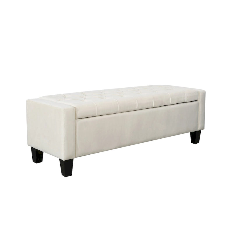 Banc de rangement capitonné en velours