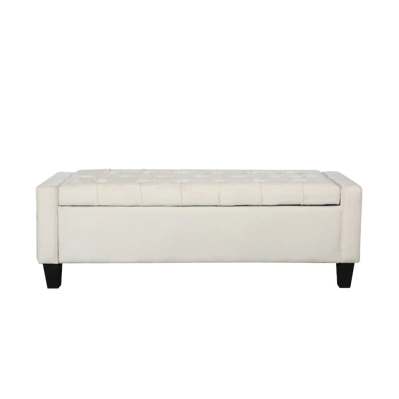 Banc de rangement capitonné en velours
