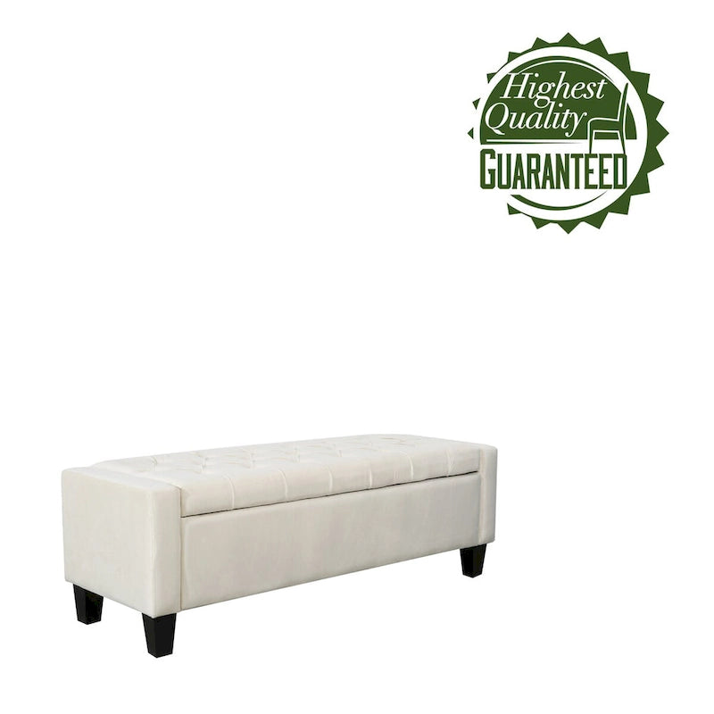 Banc de rangement capitonné en velours
