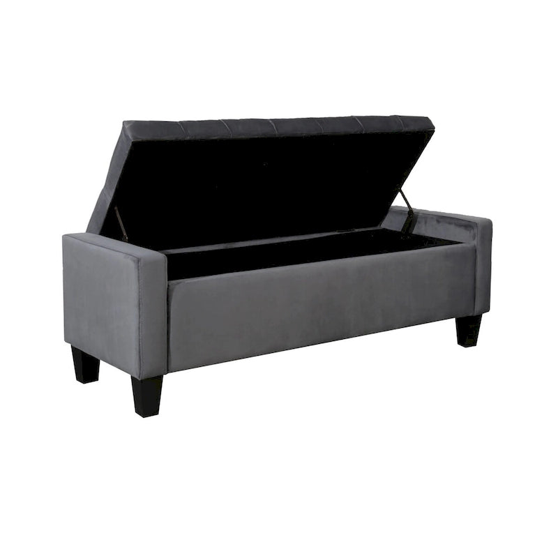 Banc de rangement capitonné en velours