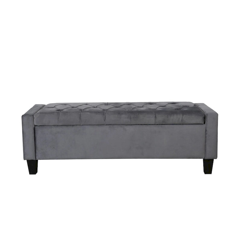 Banc de rangement capitonné en velours