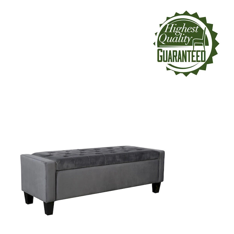 Banc de rangement capitonné en velours