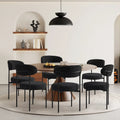 Chaise de salle à manger en métal avec dossier incurvé en tissu, style milieu du siècle (lot de 6)