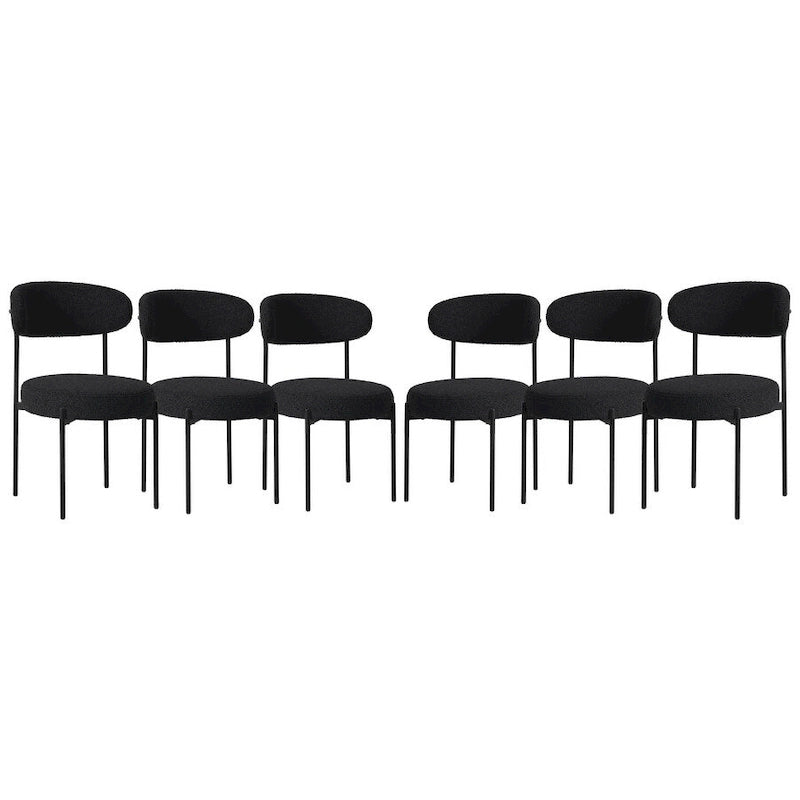 Chaise de salle à manger en métal avec dossier incurvé en tissu, style milieu du siècle (lot de 6)