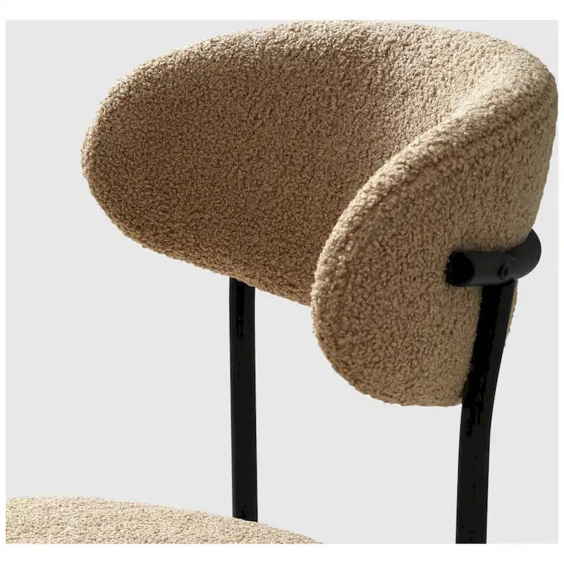 Chaise de salle à manger en métal avec dossier incurvé en tissu, style milieu du siècle (lot de 6)