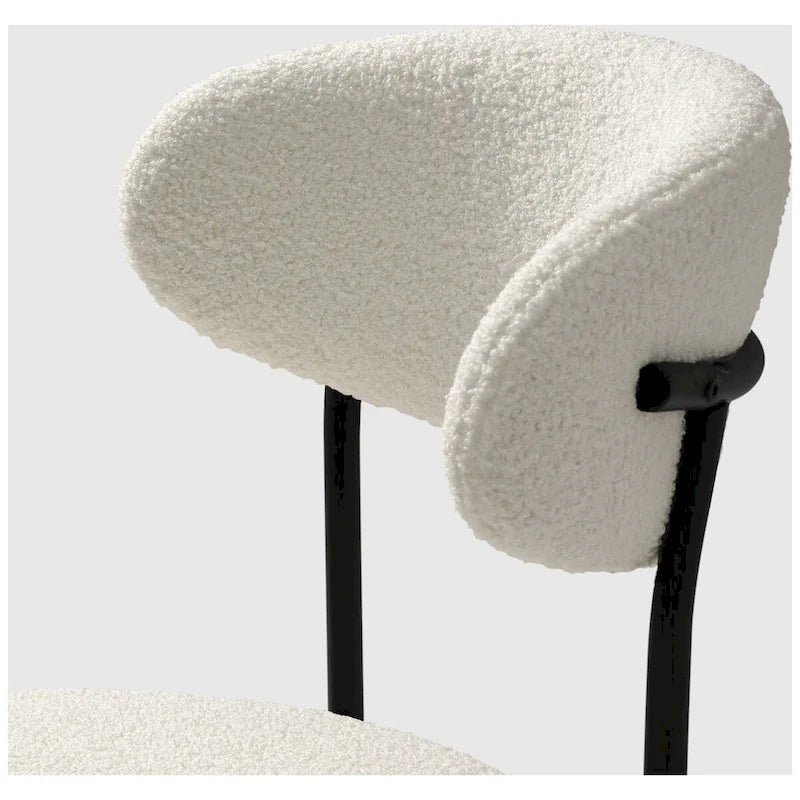 Chaise de salle à manger en métal avec dossier incurvé en tissu, style milieu du siècle (lot de 6)