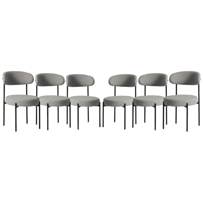 Chaise de salle à manger en métal avec dossier incurvé en tissu, style milieu du siècle (lot de 6)